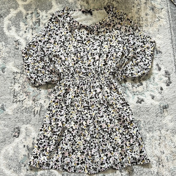 Theory Graphic Silk Drawstring Mini Dress - Picture 2 of 10